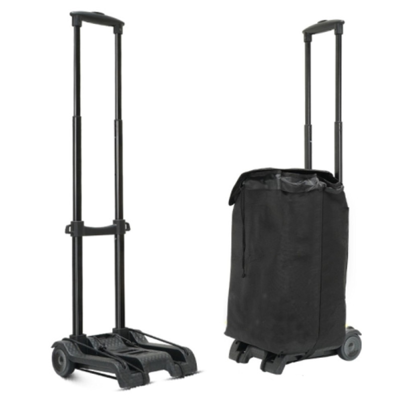 Folding Shopping Trolley 2 - Wheels Shopping Cart Grocery Trolley with Storage Bag - Black