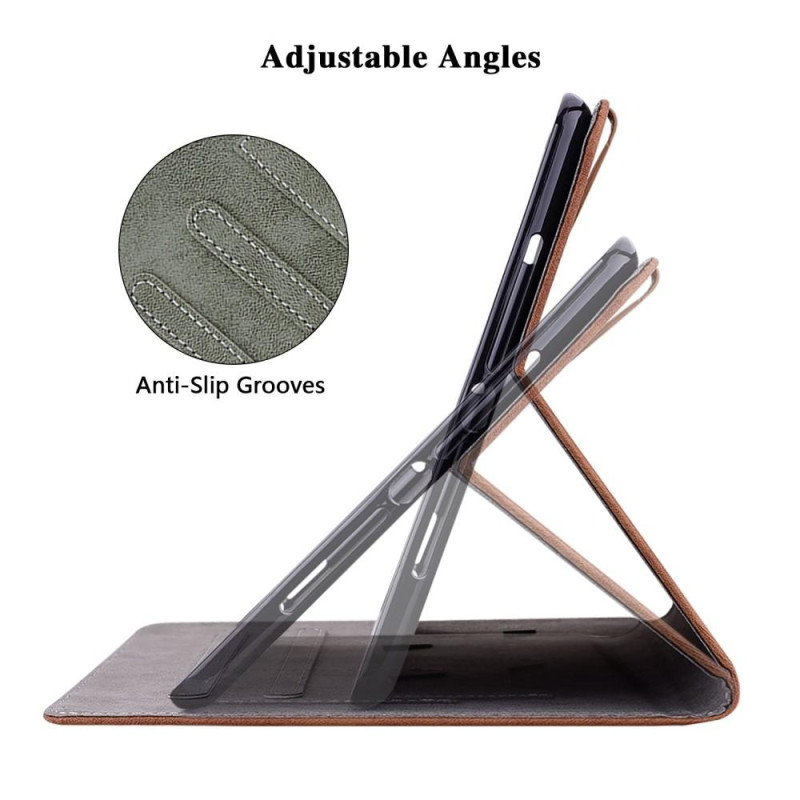 For Nokia T21 Case Imprinted Cute Tiger Tablet Cover Card Holder - Brown