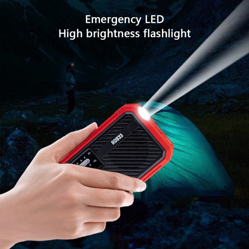 AM FM Radio Solar Charging Hand Crank LED Flashlight PowerBank