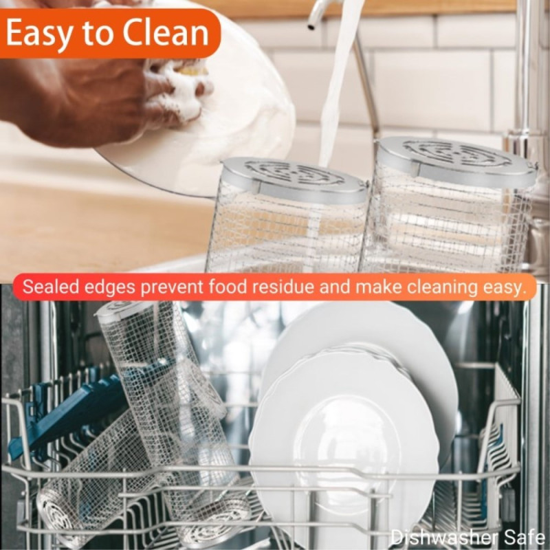 Grillkurv Træhåndtag Rullegrill Mesh Cage tilbehør Stor pakke