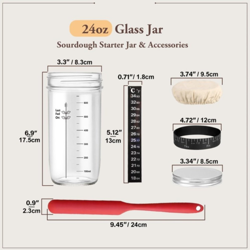 Sourdough 730ml Fermentation jar Glass baking accessory starter container