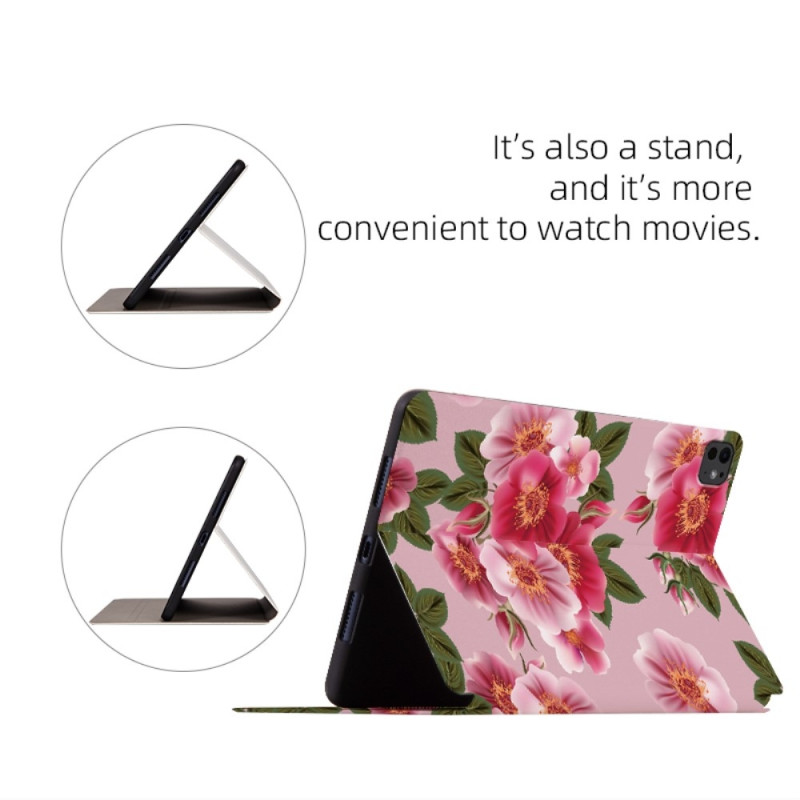 Til iPad Pro 11 (2024) Cover Flip Stativ Smart Tablet Cover - Flowers