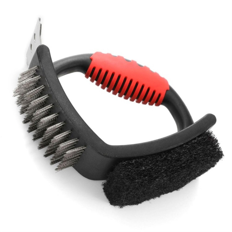 3 - in - 1 Brush grill cleaning BBQ brush Scraping wire brush