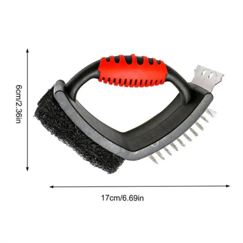3 - in - 1 Brush grill cleaning BBQ brush Scraping wire brush