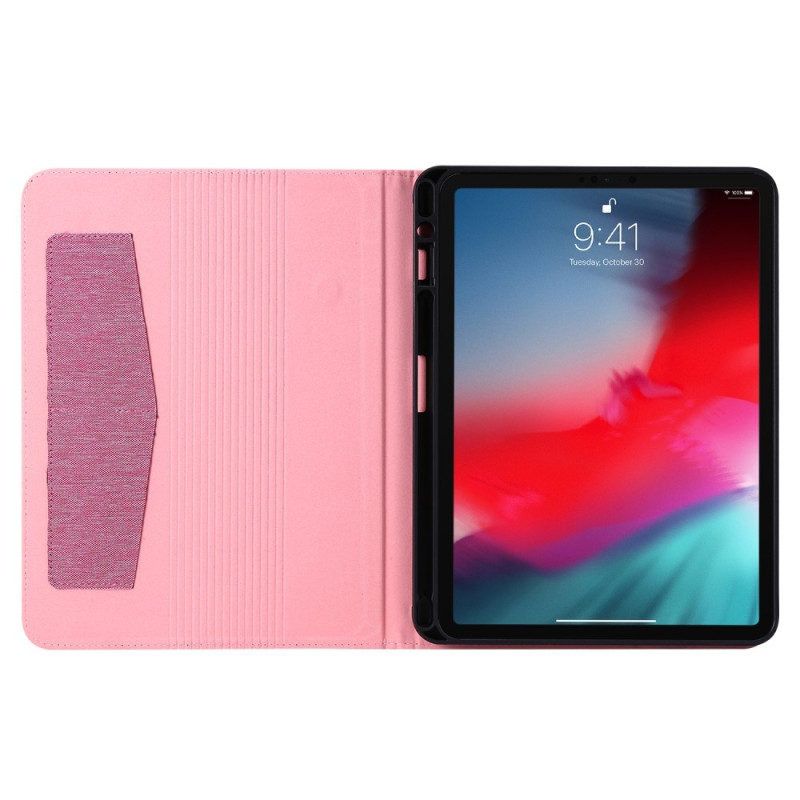 For iPad Air 13 (2024) Sammenleggbart Veske Kortholder Stofftekstur - Rosa