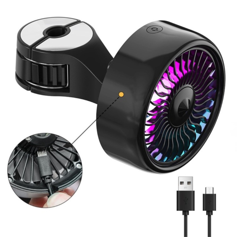 Car back seat fan for passengers with 3 speeds + RGB light