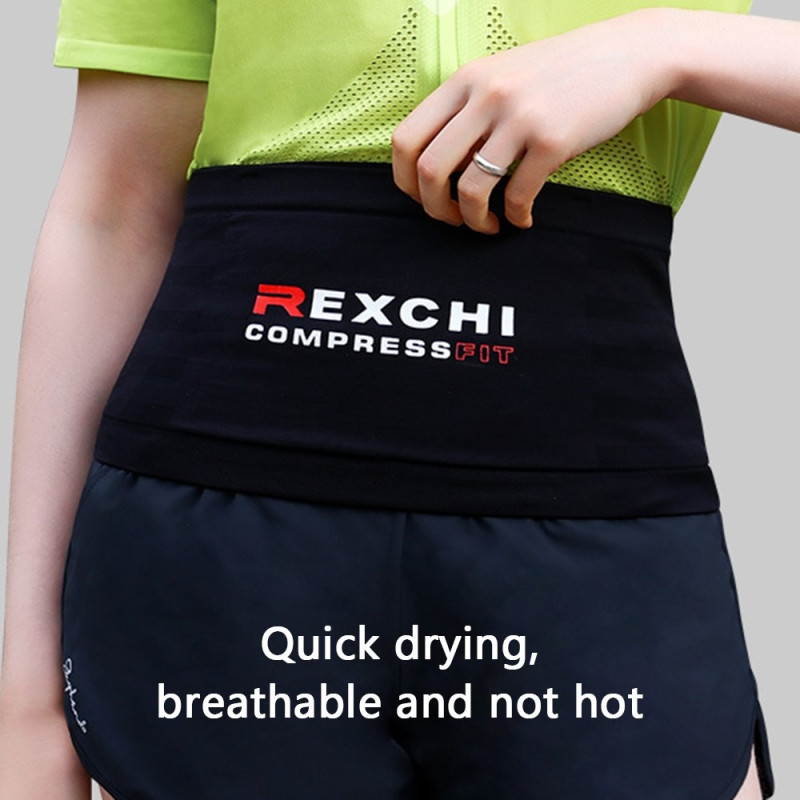 REXCHI Running Waist Bag Phone Water Bottle Storage Fanny Pack - Black M