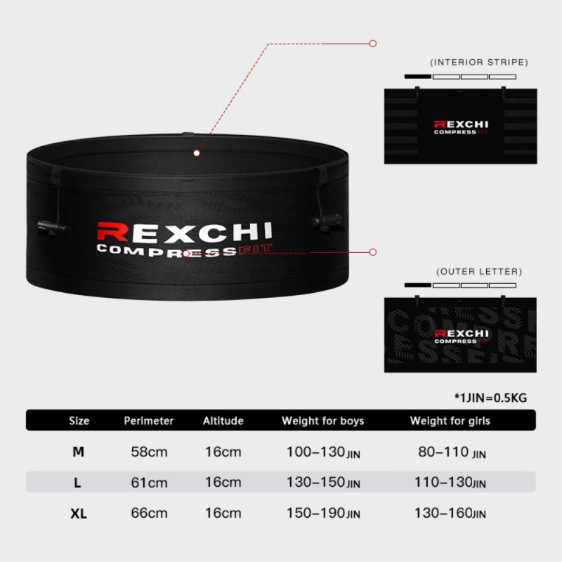 REXCHI Running Waist Bag Phone Water Bottle Storage Fanny Pack - Black XL