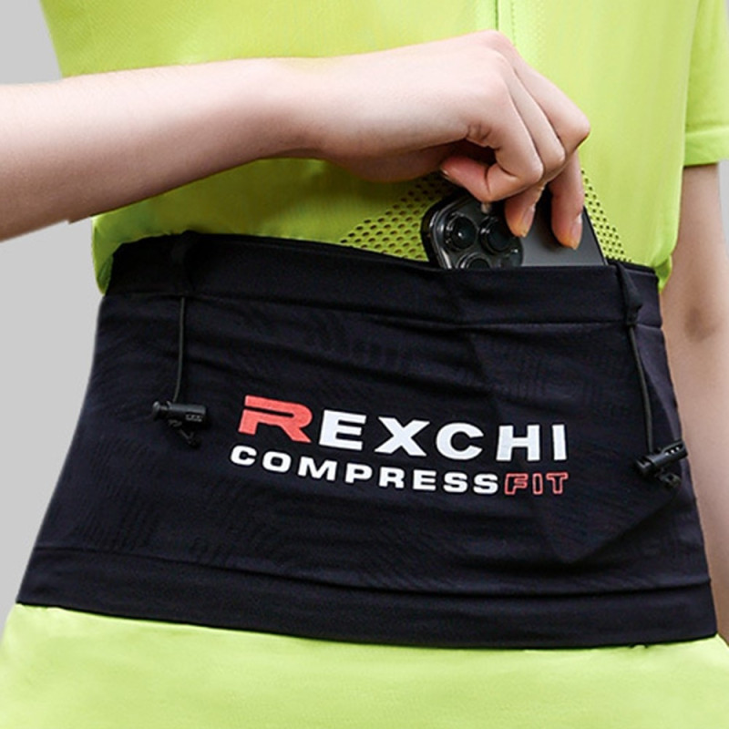 REXCHI Running Waist Bag Phone Water Bottle Storage Fanny Pack - Black XL