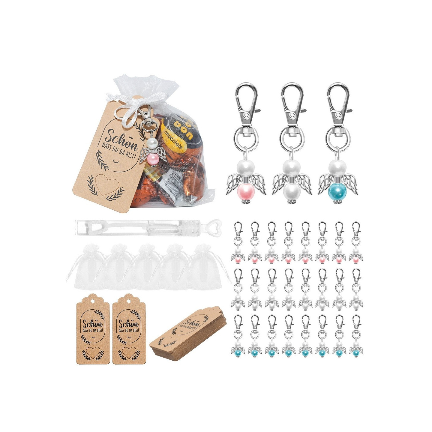 100 pcs Party Wedding Invitation Gift Package Angel Wing Charm