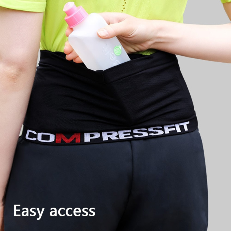 REXCHI Running Waist Bag Phone Water Bottle Storage Fanny Pack - Black L