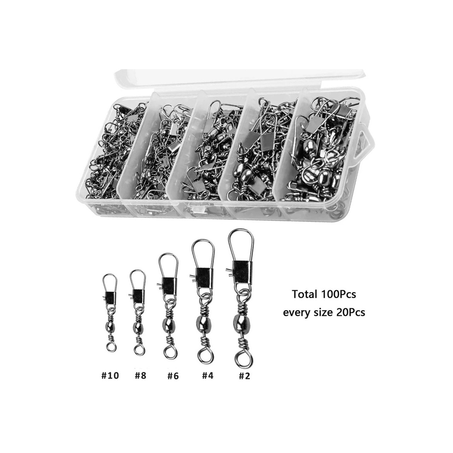 100 kuulalaakeroidut kääntyvät Snap Connector - kalastustarvikkeet