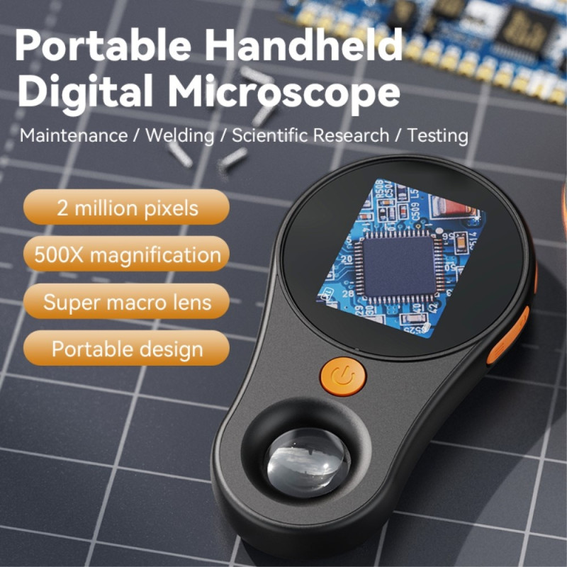 2.0 - inch IPS Screen 500X Magnification Handheld Digital Microscope with LED Light