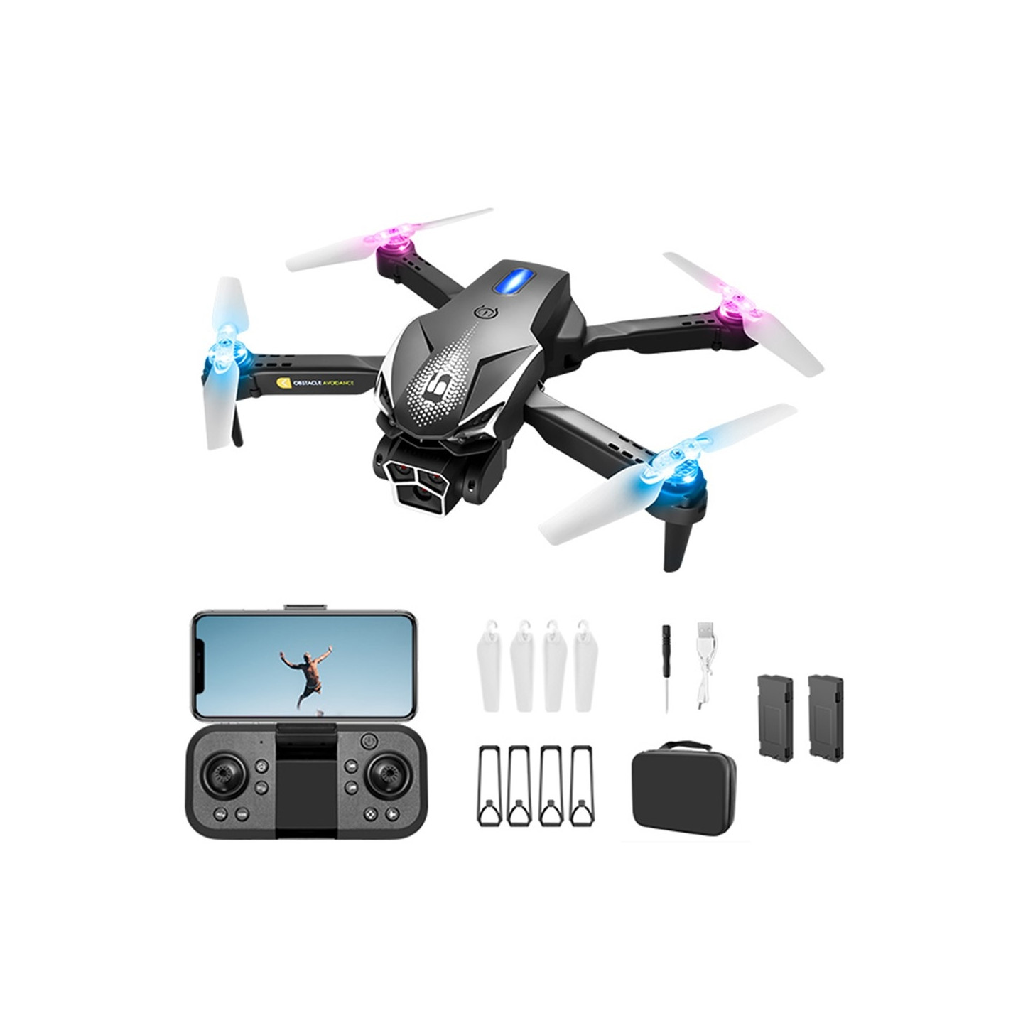 LU600 RC Drone med HD - kamera dobbelt batterier Fire - sidet forhindring undgåelse