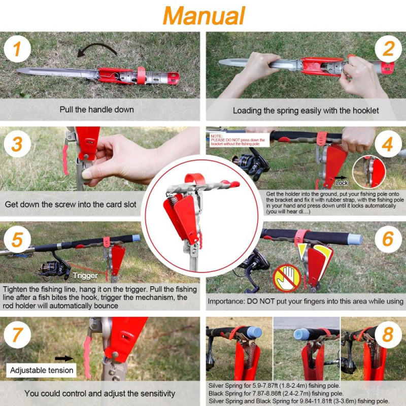 Automatisk fjærstangholder Fiskestang Sammenleggbar brakett Fiske