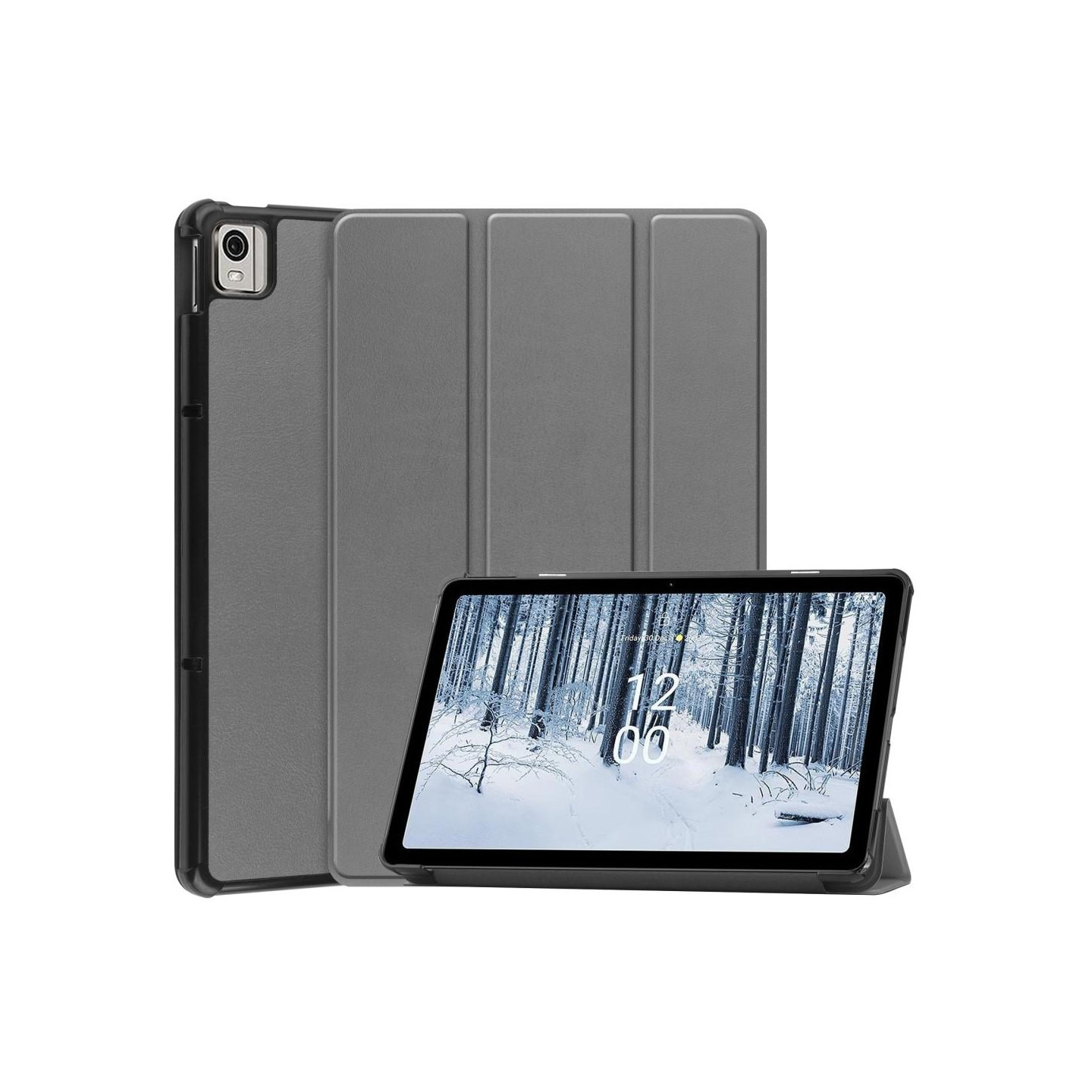 Nokia T21 Tri - fold Stand Wake / Sleep Cover Tablet Case - Grey