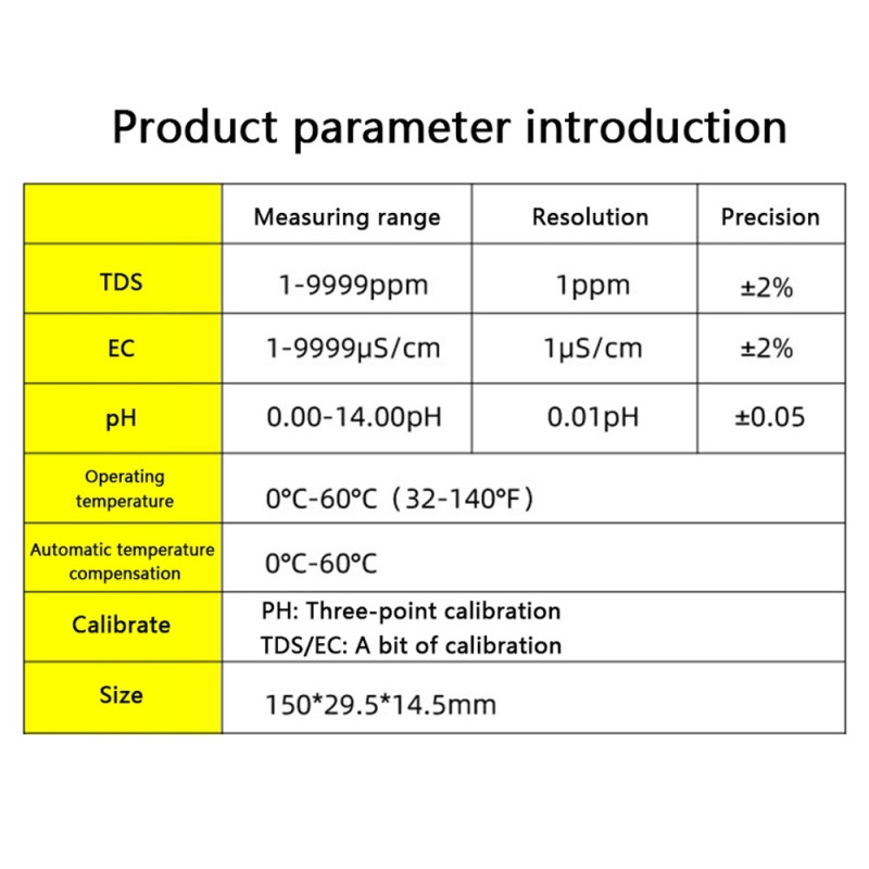 4 - in - 1 test for water quality PH TDS EC TEMP test pen