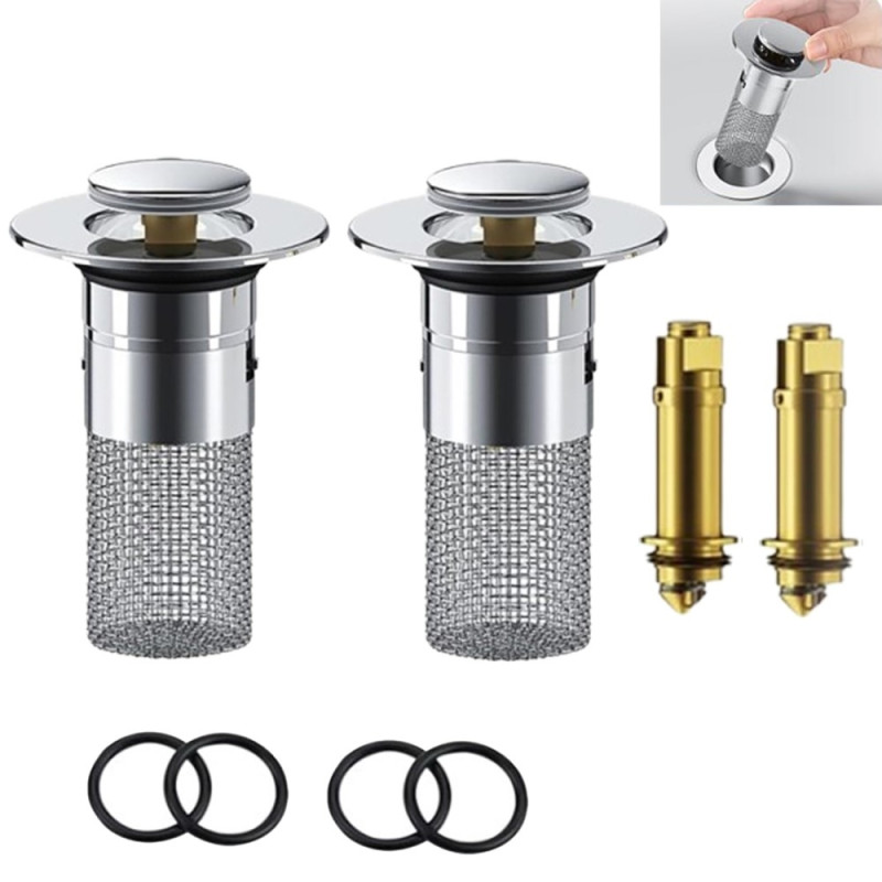 2 stk Pop - up servantstopper Dreneringsfilter Hårfangersil for dusjvask