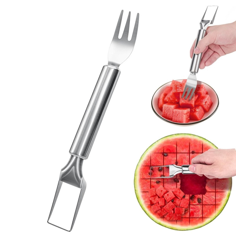 Stainless Steel Dual Head Watermelon Cutter Fruit Fork Kitchen Tool