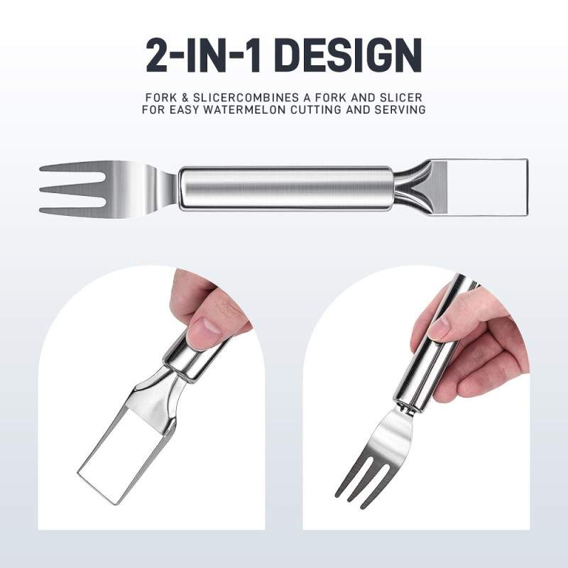 Stainless Steel Dual Head Watermelon Cutter Fruit Fork Kitchen Tool