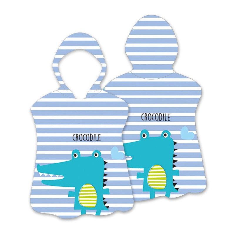 Hood Cape Badehåndklæde Badekåbe Poncho, 60x60cm - Stripe / Crocodile