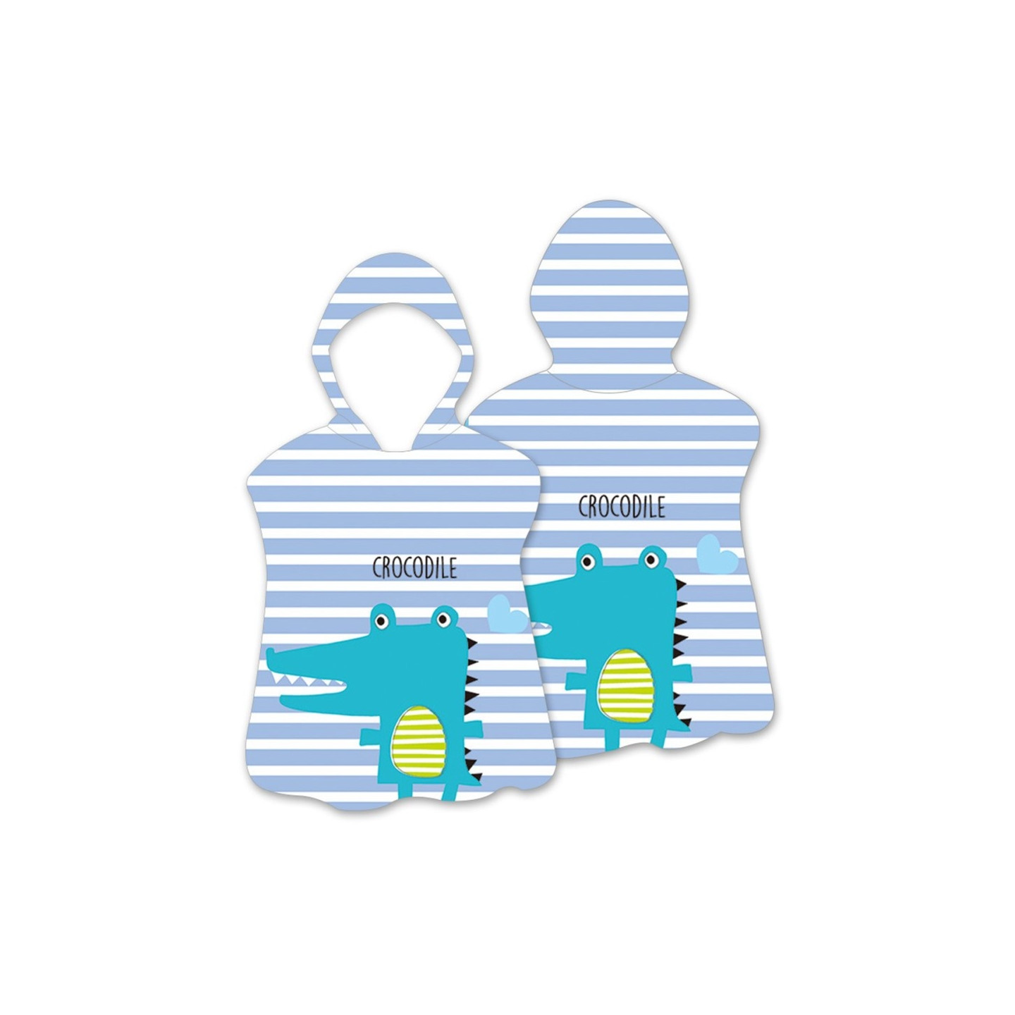 Hood Cape Badehåndklæde Badekåbe Poncho, 60x60cm - Stripe / Crocodile