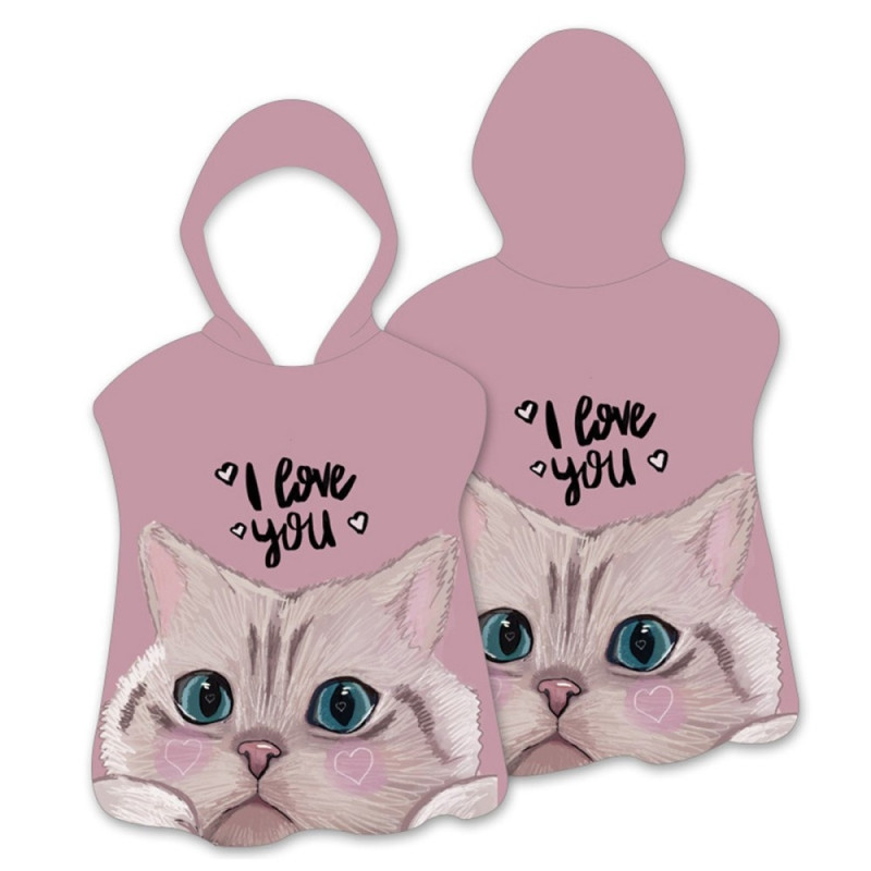 Hood Cape Badehåndkle Badekåpe Poncho, 60x60cm - Katt