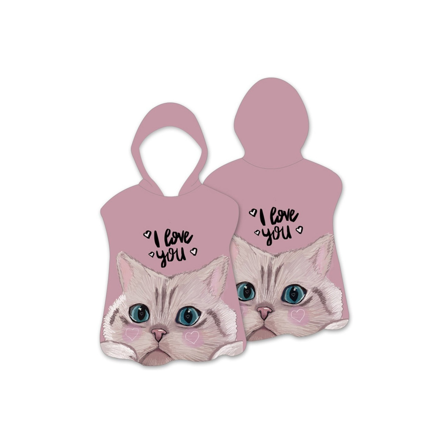 Hood Cape Bath towel Bathrobe Poncho, 60x60cm - Cat