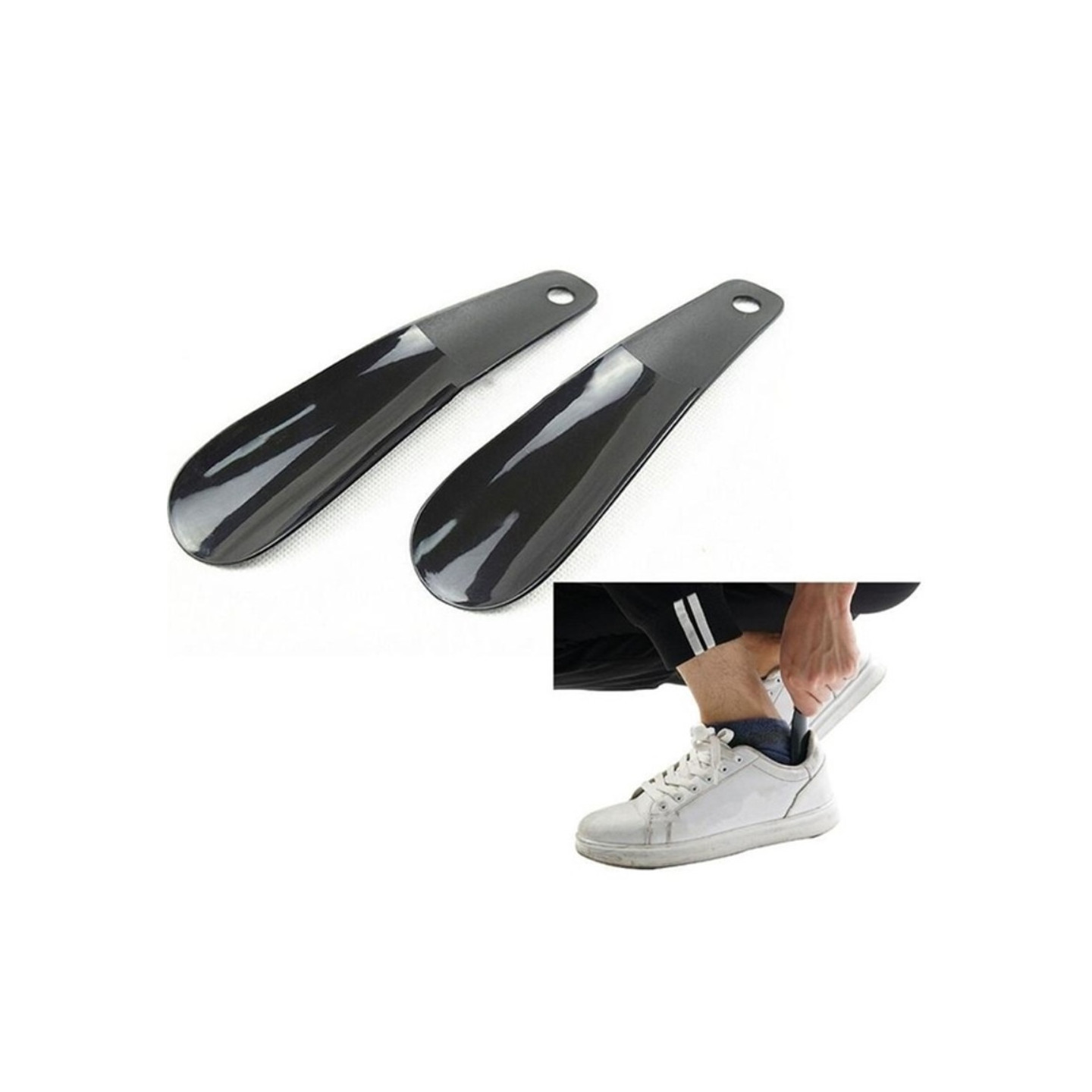 3 pcs Shoe Horn Small Plastic 16x4.5cm - Black