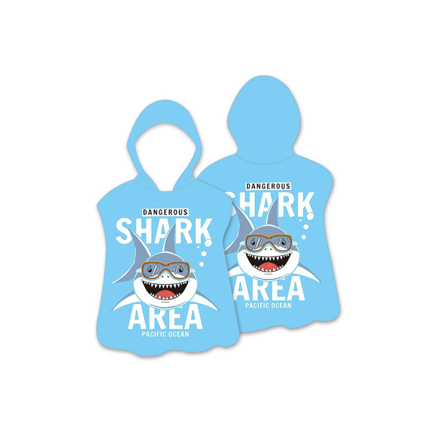 Hood Cape Badehåndkle Badekåpe Poncho, 60x60cm - Ocean Shark