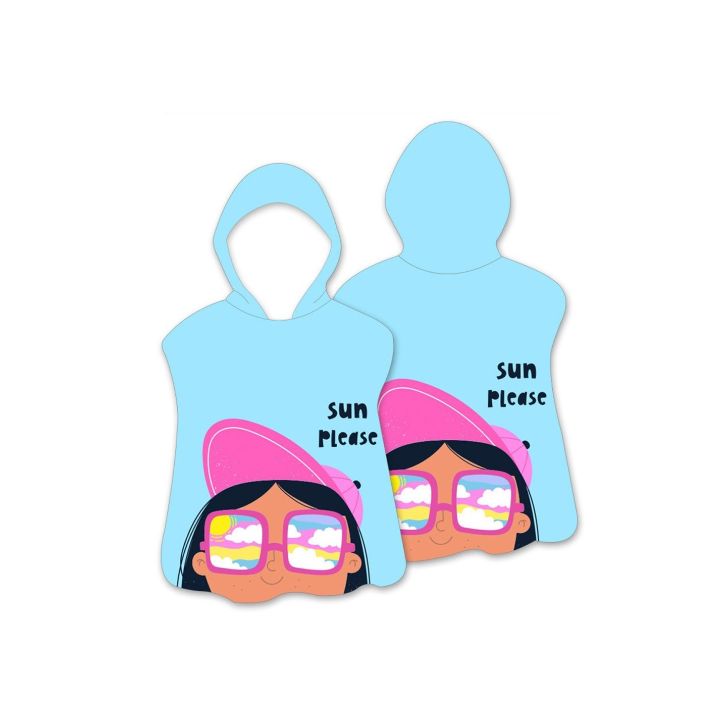 Hood Cape Kylpypyyhe Kylpytakki Poncho, 60x60cm - Glasses Girl / Blue