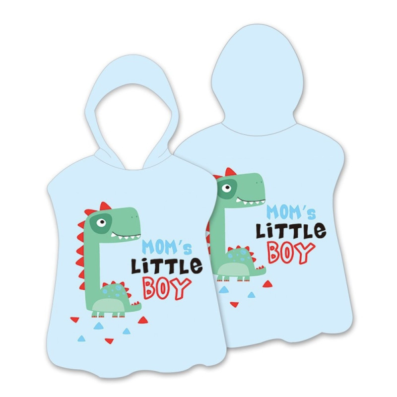 Hood Cape Bath towel Bathrobe Poncho, 60x60cm - Dinosaur Boy