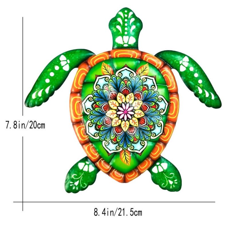 Skildpadde jern Vægskilt Have Ornament 21,5x20cm - Grøn