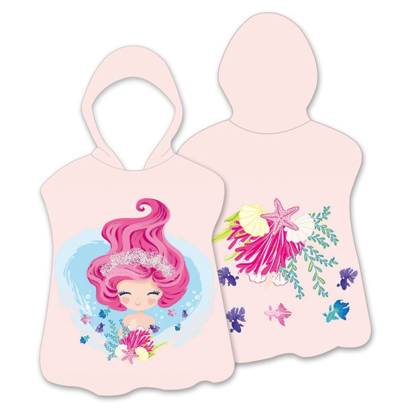Hood Cape Bath towel Bathrobe Poncho, 60x60cm - Ocean Princess