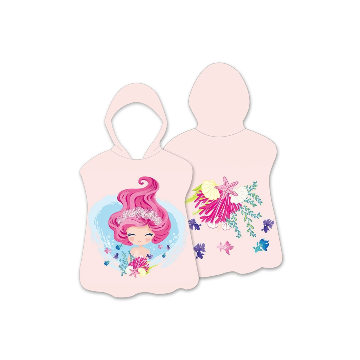 Hood Cape Kylpypyyhe Kylpytakki Poncho, 60x60cm - Ocean Princess