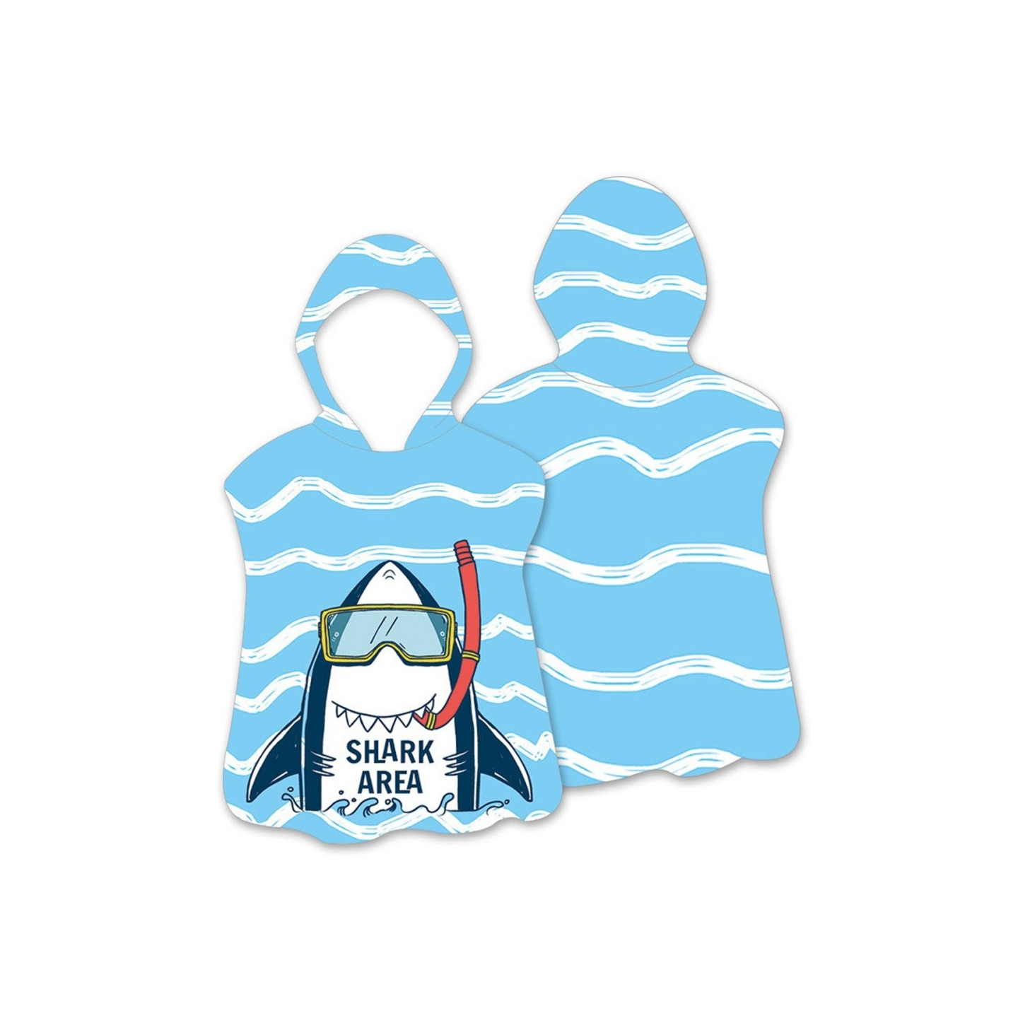 Hood Cape Kylpypyyhe Kylpytakki Poncho, 60x60cm - Stripe / Shark