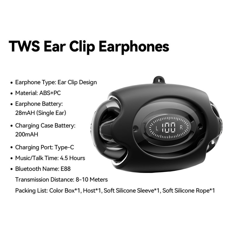 ESSAGER Bluetooth Headset Wireless Headphones Sweat - resistant - Black