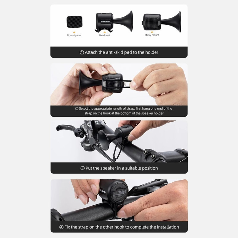 Electric Bike Bell Bell High Decibel polkupyörän ohjaustanko - musta