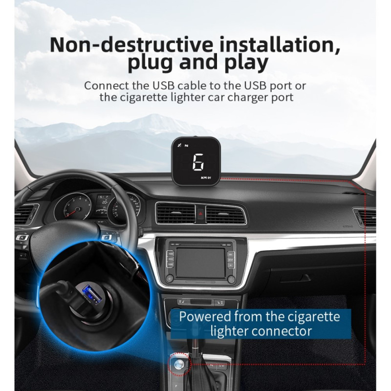 Head - Up Display HUD GPS Universal Multifunktionshastighedsmåler - Hvid
