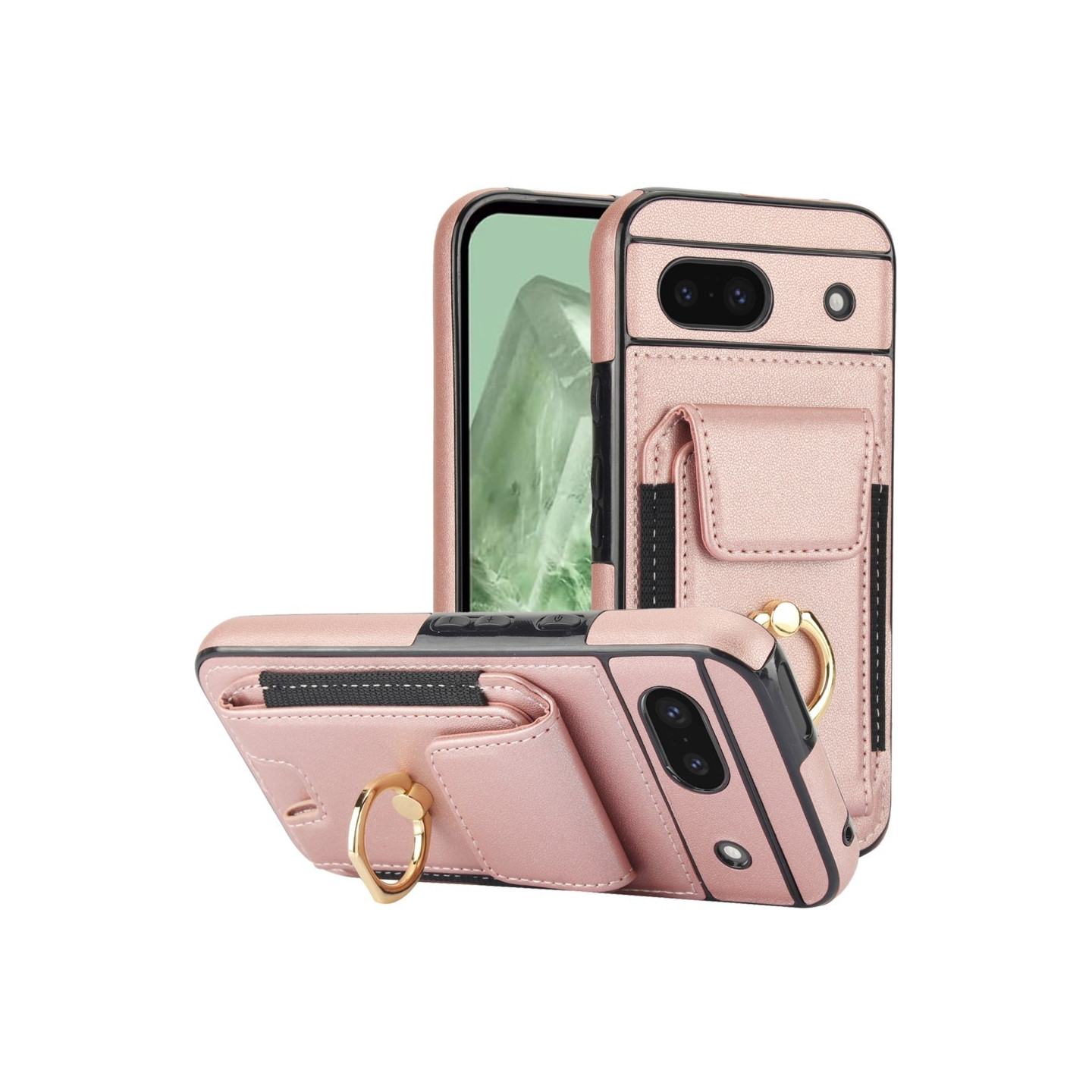 Google Pixel 8a Kickstand Case Puhelimen Suojakotelo Korttipaikoilla - Ruusukulta