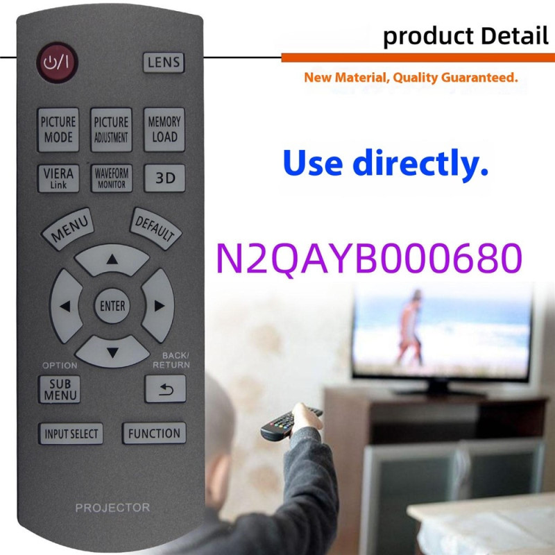 Replacement Remote Control N2QAYB000680 for Panasonic Projector