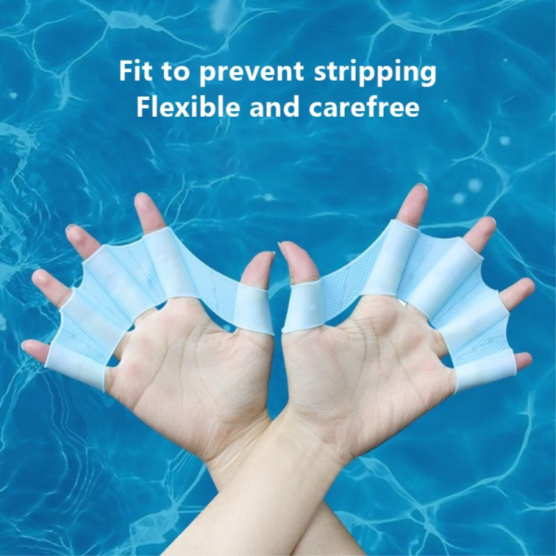1 Pair of Swimming Gloves Hand Paddles Water Resistant - Blue/L