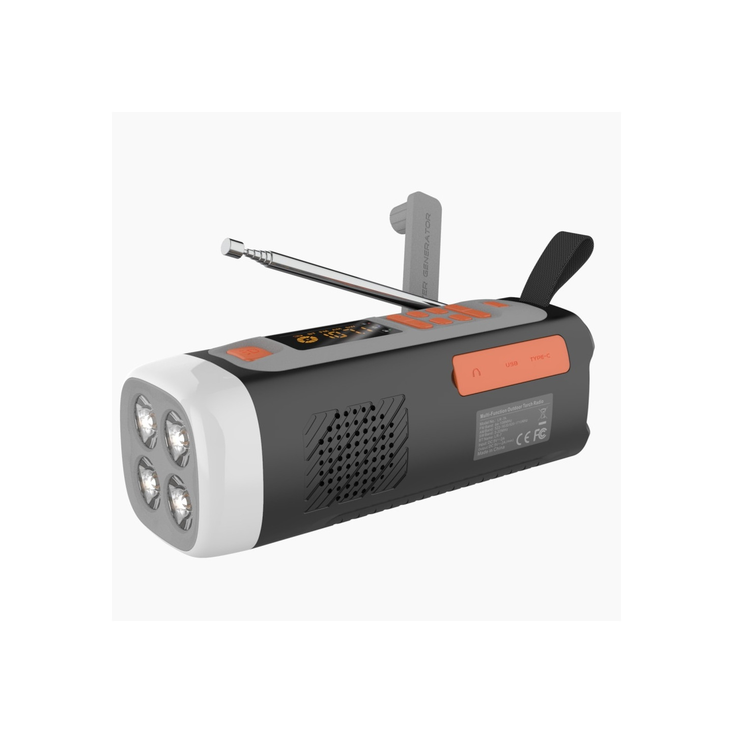 4500mAh nødradio AM/FM/SW håndkrankradio trådløs høyttaler