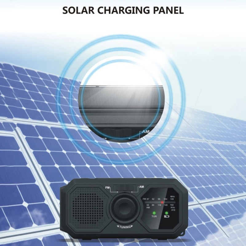 Vejr AM / FM Radio Solar Håndsving 1200mAh PowerBank lommelygte