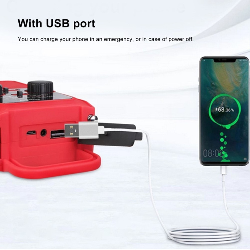 FM/AM/WB/WBAL Radio Hand crank 5000mAh solar Flashlight SOS