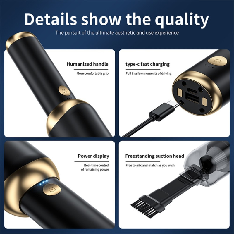 13000Pa Mini Støvsuger Lommelygte Aftageligt Håndtag Bil Hjem