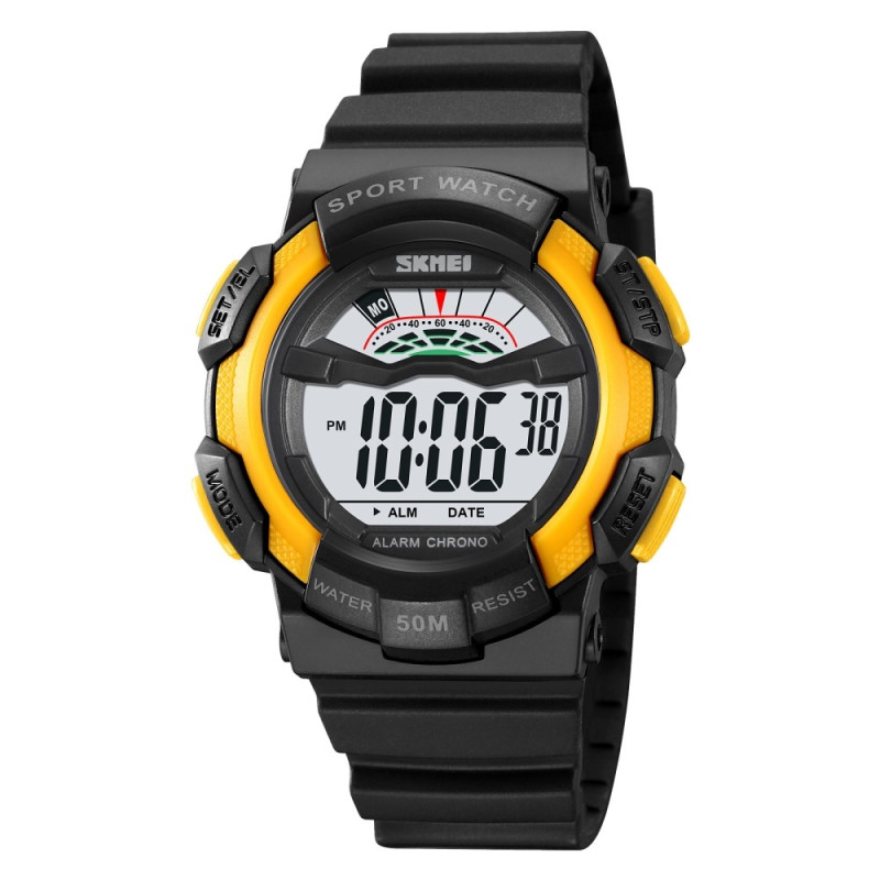 SKMEI 50m Waterproof Wristwatch Clock - Black+Yellow