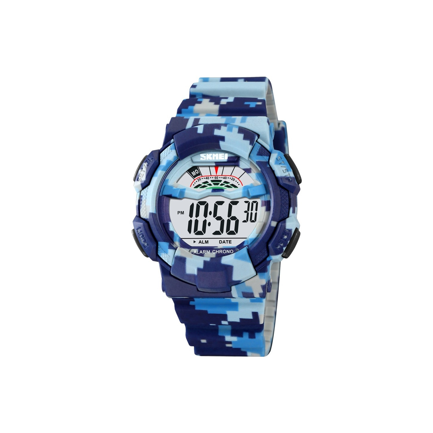 SKMEI 50m vandtæt armbåndsur - Blå camouflage