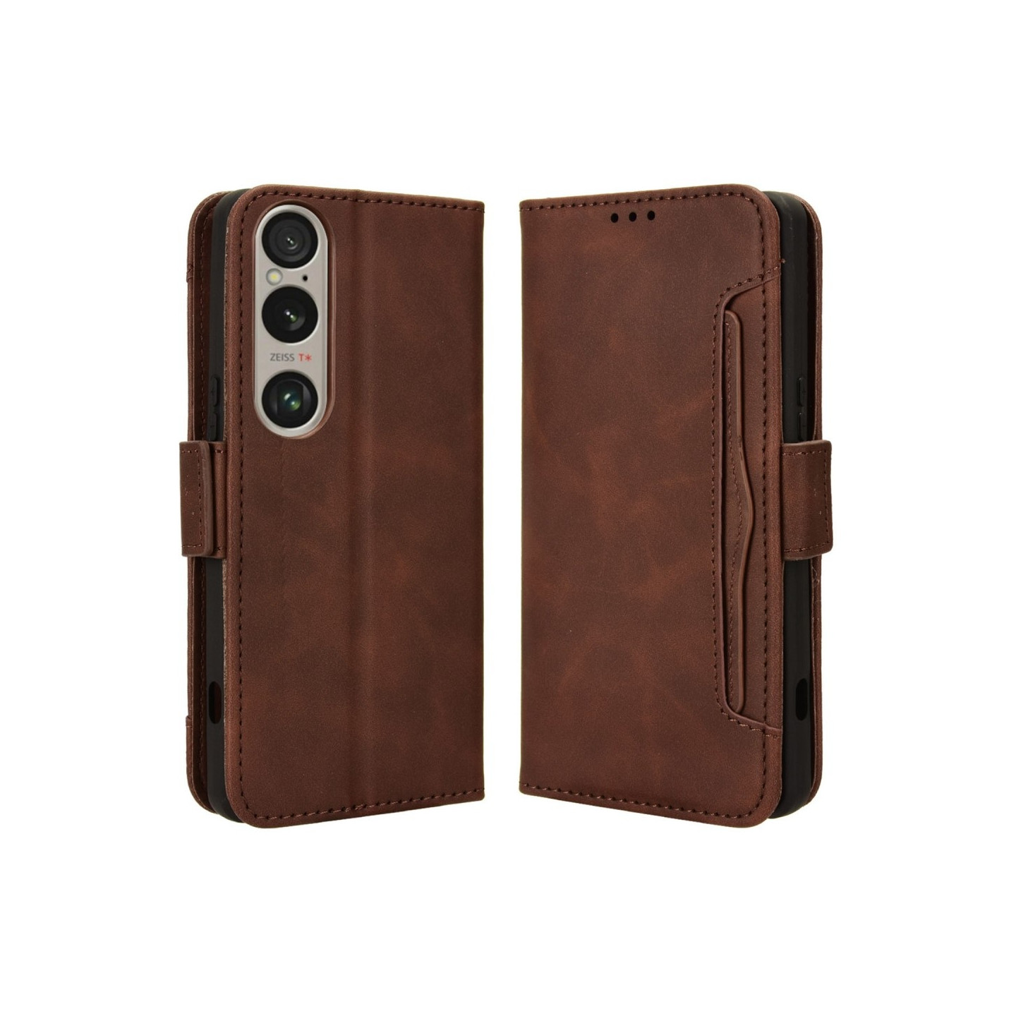 Wallet Stand Flip Phone Case for Sony Xperia 1 VI - Brown