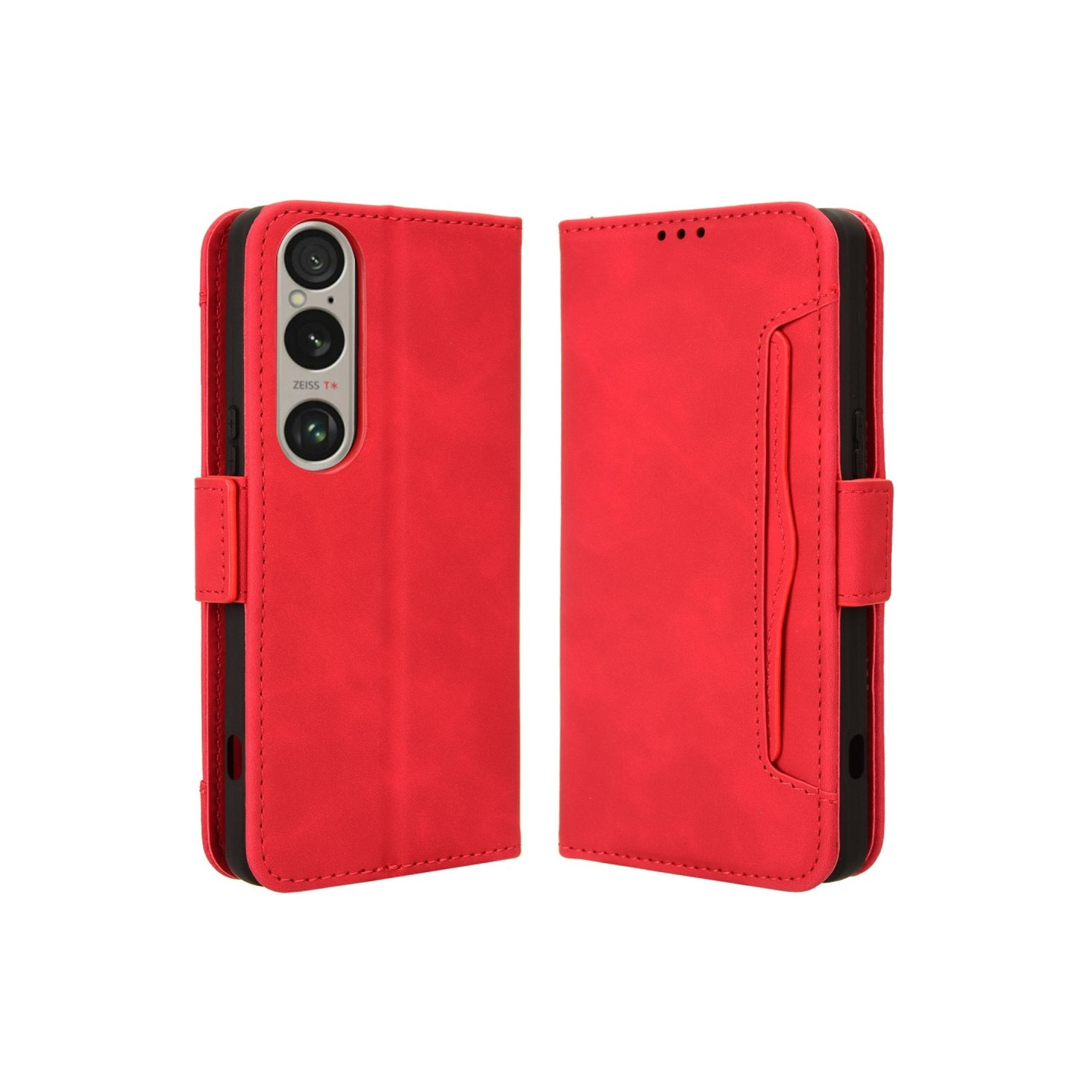Wallet Stand Flip Phone Case for Sony Xperia 1 VI - Red